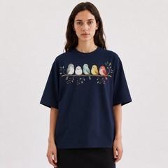 Watercolor Birds Branch T-Shirt Cute Bird Family Spring Tee