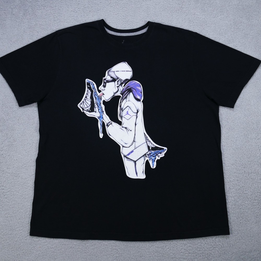 Nike Air Jordan T-Shirt Mens XXL Concord T Icey Soles Lick Shoe Black Retro ok