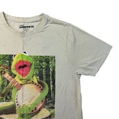 The Muppets Shirt Men’s Medium Beige Disney Kermit Banjo Country Roots Casual