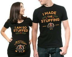 Pregnancy Couple T-Shirts Funny Thanksgiving Day Turkey Maternity Matching Shirt