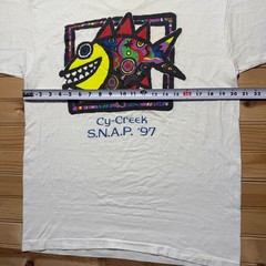 Vintage 1997 I Survived Paradise Island Cy-Creek S.N.A.P. Fish Shark Shirt Large