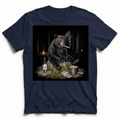 Funny Bear Smoking T-Shirt Bad Habits Forest Wildlife Meme Graphic Tee