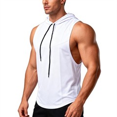 Men’s Quick Dry Hooded Tank Top High Stretch Breathable Gym Athletic Vest