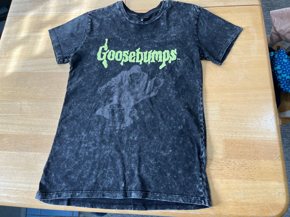 The Relaxed Tee x Goosebumps Logo Graphics Distressed Black Tshirt – Unisex XS