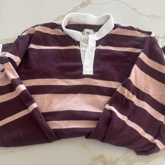 BDG Men’s T shirt Size Medium Long Sleeve Striped Knit Cotton Purple Pink White