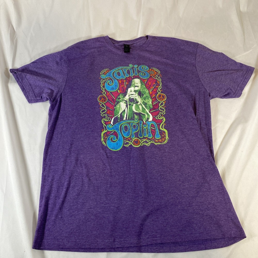 Janis Joplin Peace Of My Heart Slim Fit Mens T shirt Size Large Light Purple