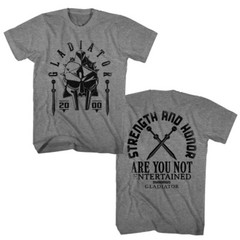 GLADIATOR Movie T Shirt STRENGTH & HONOR MAXIMUS 2 Sided Official Gray Heather