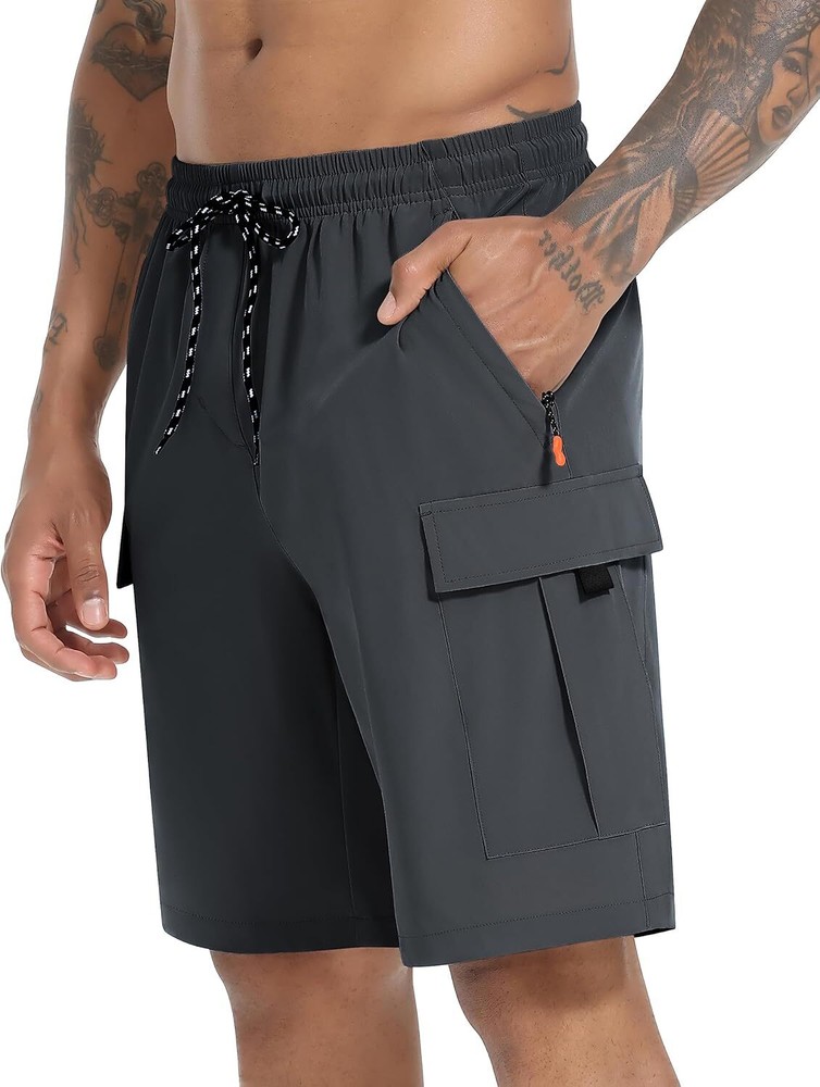 Men’s Cargo Shorts Quick Dry Lightweight Stretch Hiking X-Large, Dark Grey