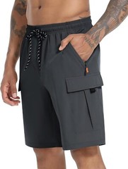 Men’s Cargo Shorts Quick Dry Lightweight Stretch Hiking X-Large, Dark Grey
