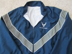 U S Air Force Jacket Blue with Stitched Letters and Silver Reflective Stripes L