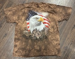 The Mountain Mens 2XL Bald Eagle American Flag Tie Dye T-Shirt Skagway Alaska