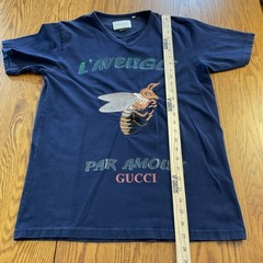 GUCCI Navy Blue L’aveugle Bee Patch Cotton Jersey T-Shirt Women’s Size Large