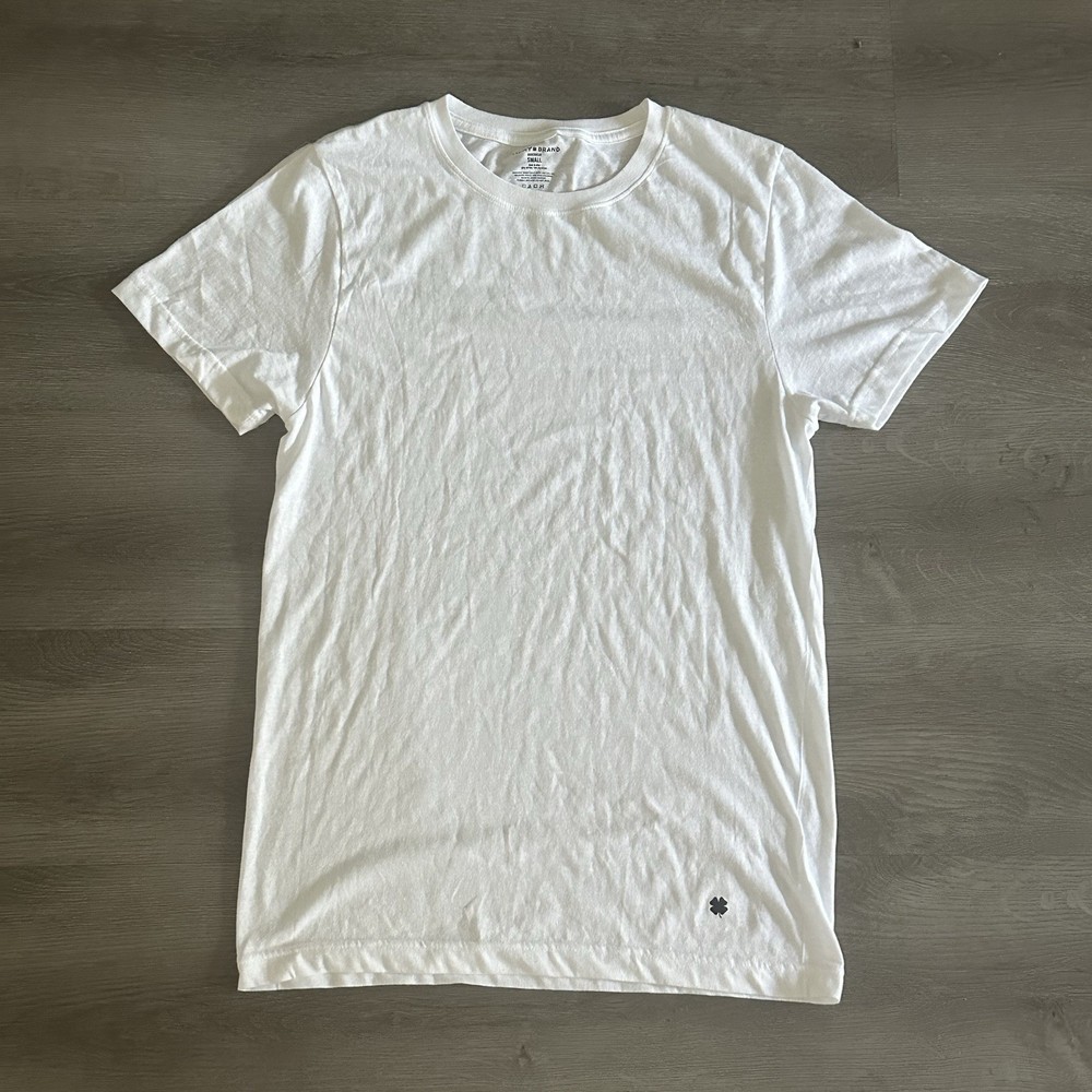 Lucky Brand Crewneck Ribbed Collar Side Slip Hem Short Sleeve White Tee Small