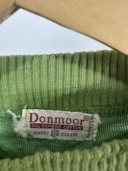 VTG 60s Donmoor Ribbed Mock Collar Green Short Sleeve T-Shirt Size 18 16.5×24
