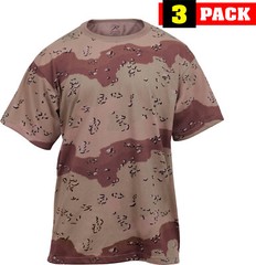 Desert Camo Six Color Army T-Shirts Tactical Military Short Sleeve Tees – 3 PACK