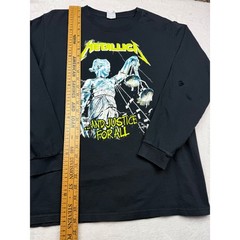 Metallica And Justice For All Long Sleeve Y2K Graphic T-Shirt Black Yazbek Men M