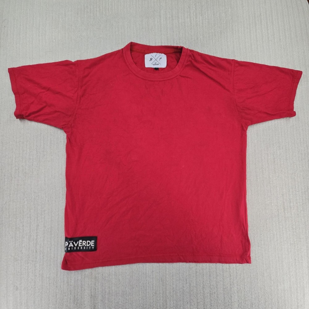 No Handouts Shirt Mens XL Red Paverde University Crest Patch Graphic Logo Tee