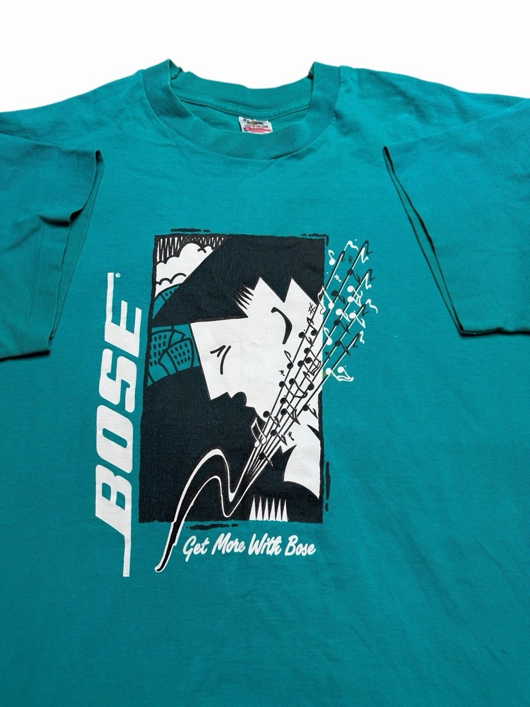 Vintage 90’s BOSE promo spellout Logo T Shirt Men’s XL Green 1990s