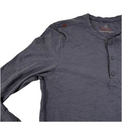 Rhone Long Sleeve Henley Shirt Heather Gray Mens Medium Stretch Pima Cotton