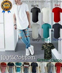 Men’s Basic Extended Long T- Shirt Elongated S-4XL 100% COTTON