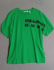 Helmut Lang Men’s Green Crewneck Logo Cotton Short Sleeve T-Shirt Sz MEDIUM