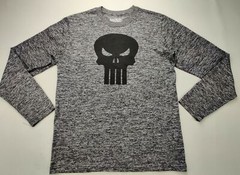 MARVEL “The Punisher” Men’s Small Heather Gray/Black Long Sleeve Athletic Tee