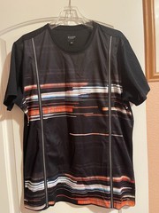 GUESS LOS ANGELES MEN CREWNECK , ZIPPER DETAIL, COLORFUL GRAPHIC PRINT~SHIRT Lg.