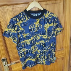 VERSACE JEANS COUTURE T-shirt Mens Baroque Logo All-Over Short Sleeve Size S