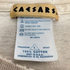 VTG Caesars Palace T-Shirt Mens L Cream Gladiator Las Vegas Long Sleeve Distress