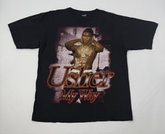 Vintage 90s Usher My Way Music Promo Rap Tour T-Shirt Size XL DRY ROT