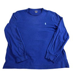 Polo Ralph Lauren T-Shirt Mens Large Blue Custom Slim Fit Crew Neck Long Sleeve