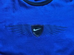 Vintage Nike Blue Logo Center Swoosh And Wings T-Shirt Large