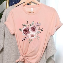 Watercolor Floral Trendy Spring Rose Mother’s Day Dusty Rose & Wildflower Shirt