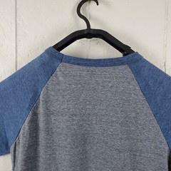 Seattle Washington Shirt Men Large Gray Blue Crew Neck 3/4 Sleeve Raglan Graphic