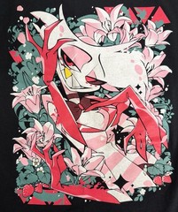 Hazbin Hotel Pink/White/Green Angel Black Unisex T-Shirt Size M