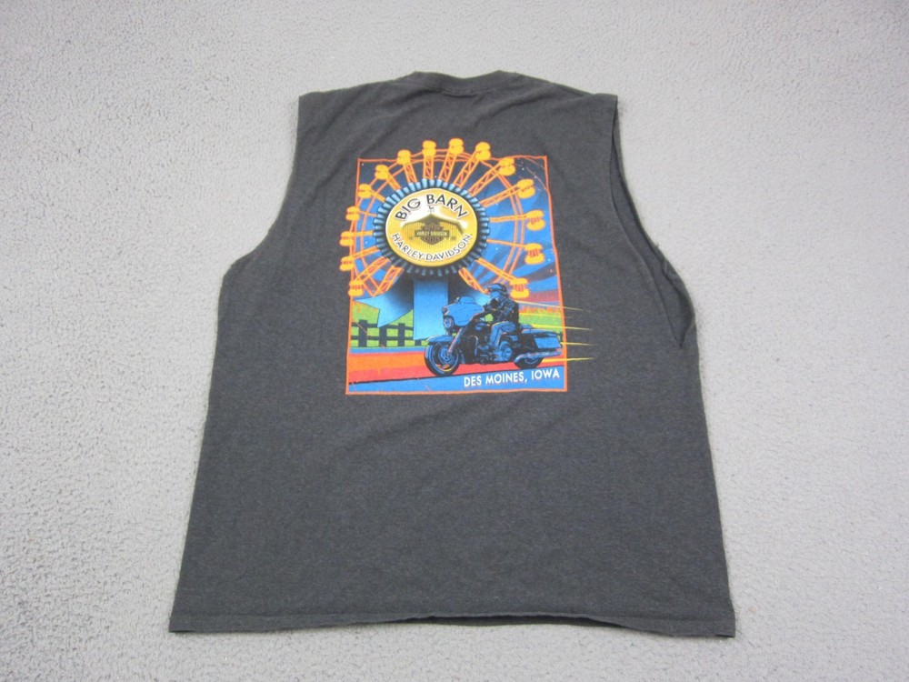 Vintage Harley Davidson Shirt Mens Extra Large XL Gray Big Barn Tank Top 80s