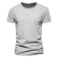 Aiopeson 100% T-shirts Cotton Men T-shirt V-neck Fashion Design Slim Fit Soild