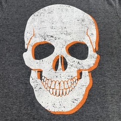 Mission Ridge Mens Skull Graphic T-Shirt Size S Gray Cotton Poly Blend Heathered