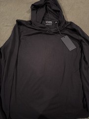 NWT Cuts AO Men’s Small Long Sleeve Hooded Curve-Hem Black Shirt- $72 Retail!