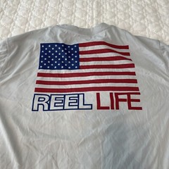 Mens Reel Life Shirt American flag large gray
