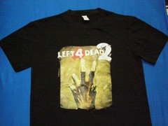 Left 4 Dead 2 FPS Video Game Promo T-Shirt Glossy Transfer Black Shirt Size L