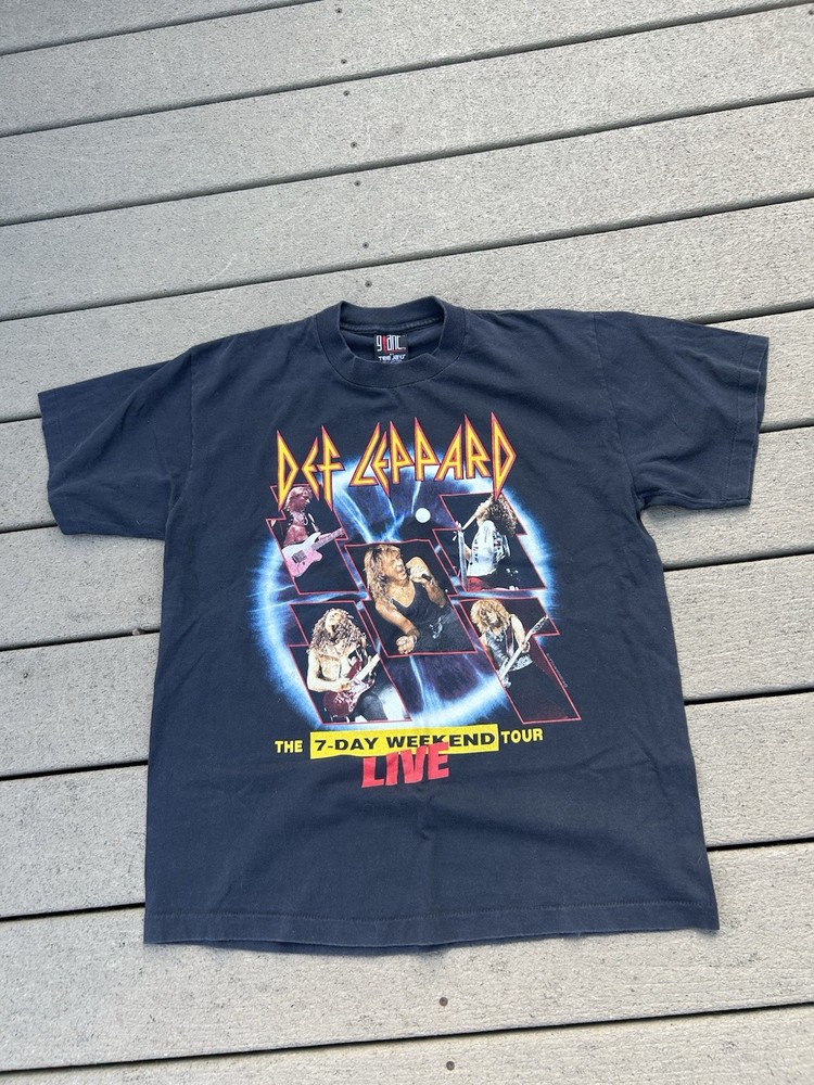 Vtg 90s Def Leppard T-Shirt Sz XL 1992-1993 7 Day Weekend Tour Band Rock Music