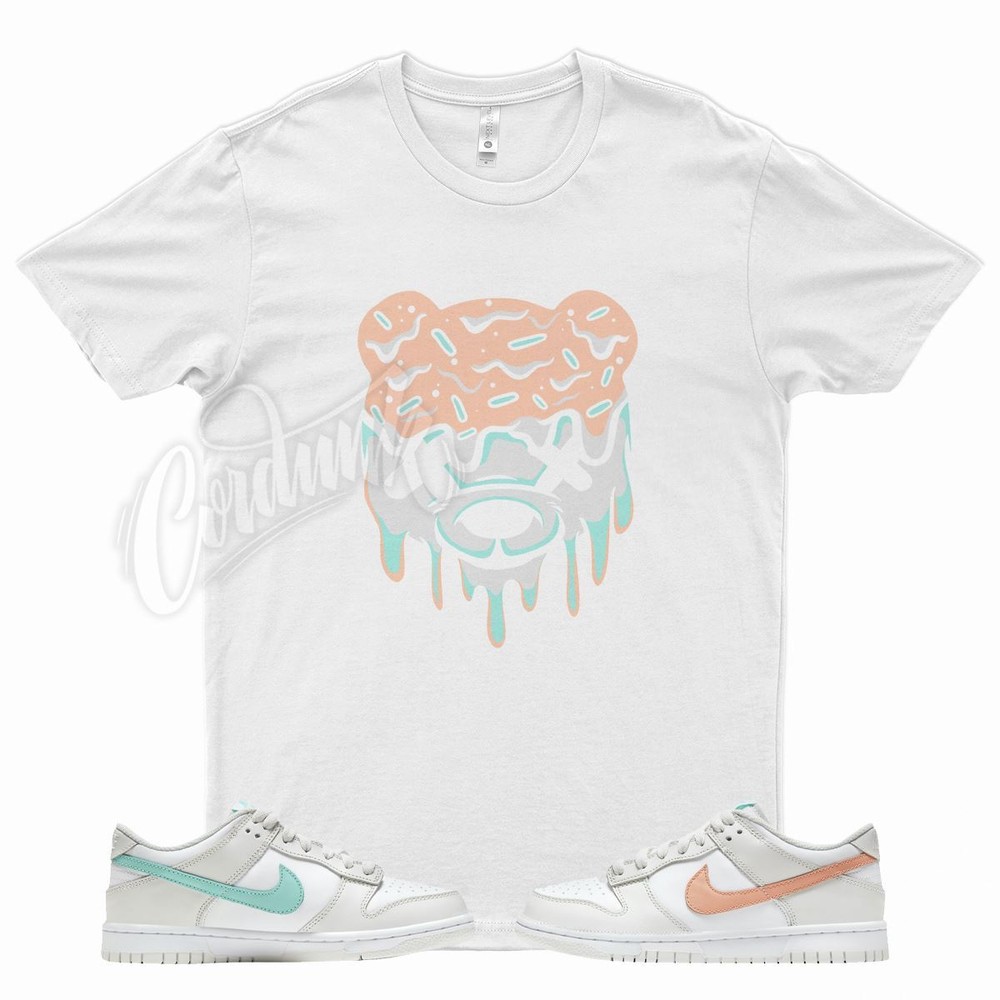 White DRIPPY T Shirt for N Dunk Low GS Tropical Twist Light Bone Peach Aqua