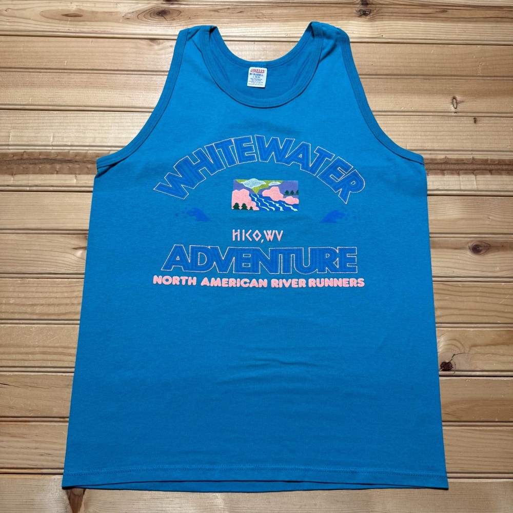 Vintage 80s Whitewater Adventure Hico West Virginia River Tank Top Shirt – Large