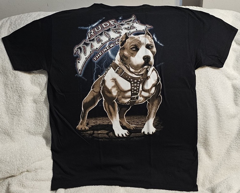 PITBULL TERRIER SPIKED COLLAR RUDE DOGS THE NEW BREED LIGHTNING T-SHIRT