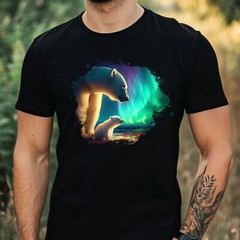 Mens Watercolour Polar Bear Motif Cotton T-Shirt Size XS to 5XL
