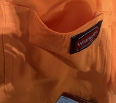 Wrangler Workwear~Men Long Sleeve Pocket T-Shirt~Small 34”-36”~Bright Orange~NWT