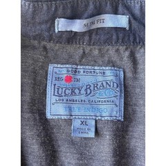 Lucky Brand Shirt Mens XL Navy Blue Slim Fit Collared Long Sleeve Snap Button-Up