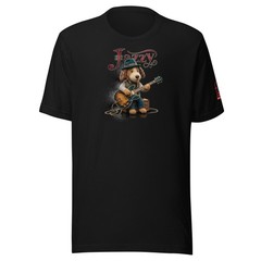 Jazzy the Dog Guitar Player Vintage Graphic T-Shirt – Retro Music Lover Tee