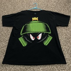 Warner Bros Marvin The Martian Black Tshirt Cotton Adult Size Large 21”x 29”